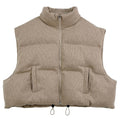 Knit Padded Crop Zip-Up Vest