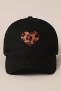 Leopard Heart Embroidery Baseball Cap Hat