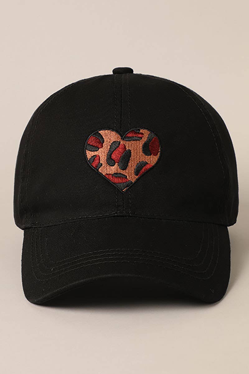 Leopard Heart Embroidery Baseball Cap Hat