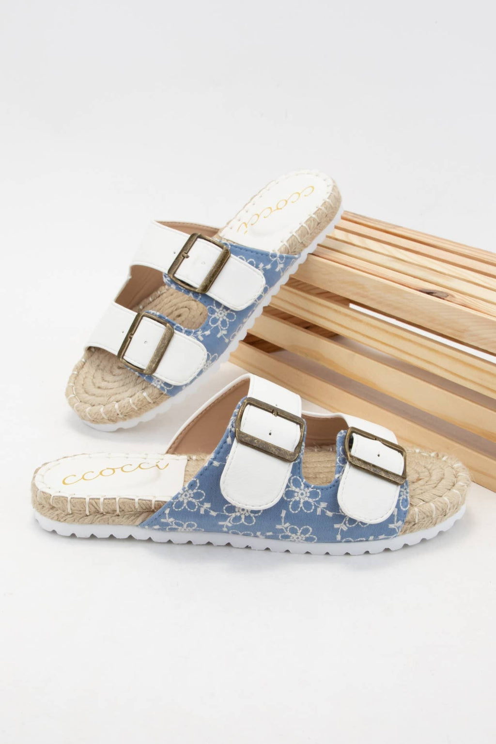 DAYTON Double Strap Espadrille Sandals Color Block Footbed S