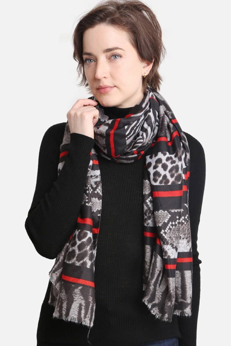Women's Mixed Animal Print Oblong Scarf