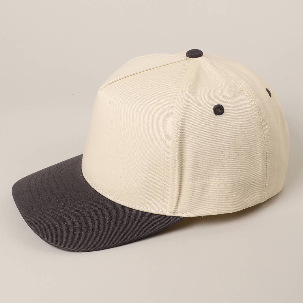 Solid Two-Tone Cotton 5 Panels Baseball Cap