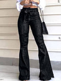 Flared Pants High Tie Waisted Jean Pants Bottoms