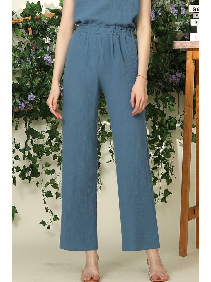 BANDED SMOCKING LONG PANTS