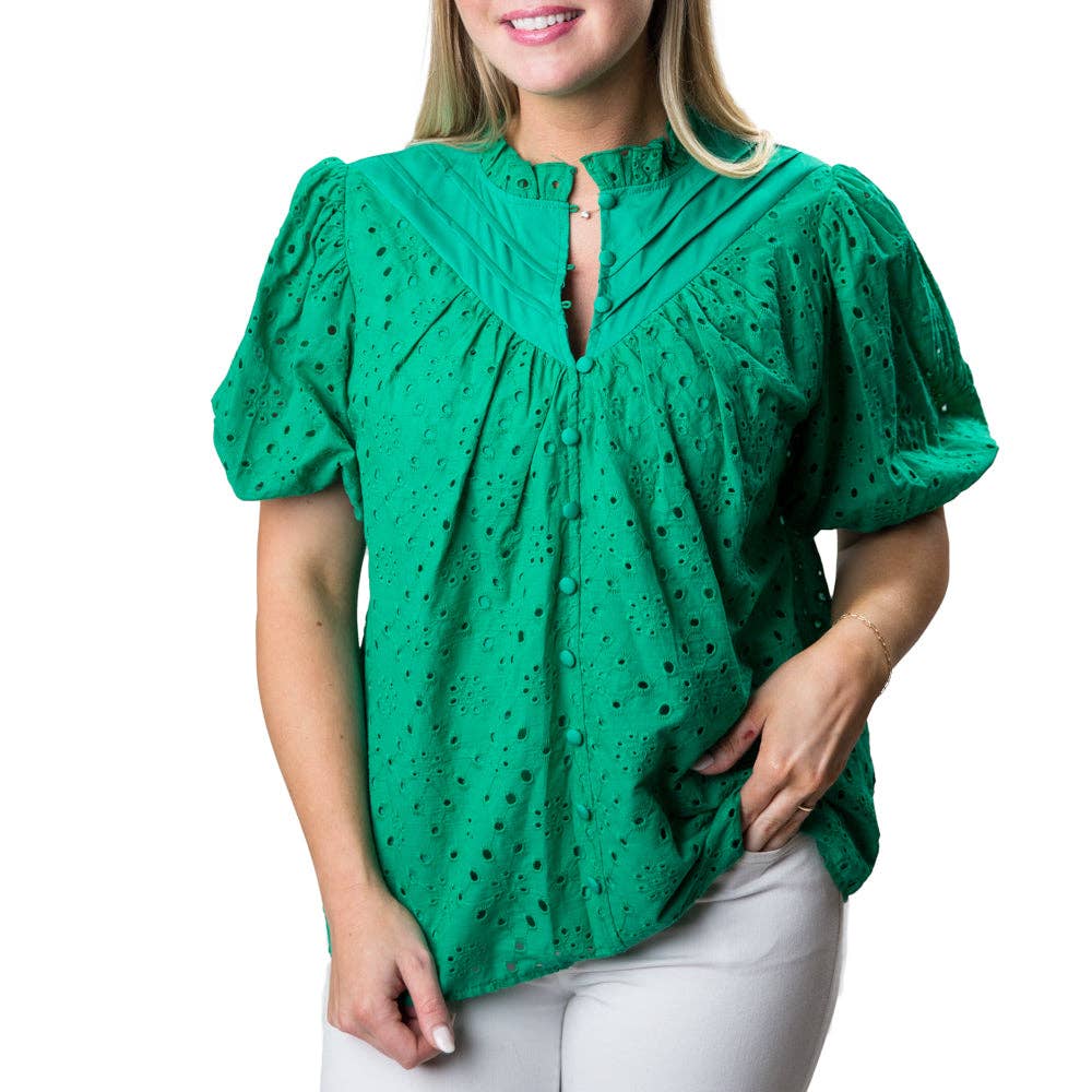 Tonya Eyelet Breezy Cotton Top - Limited Sizes Special