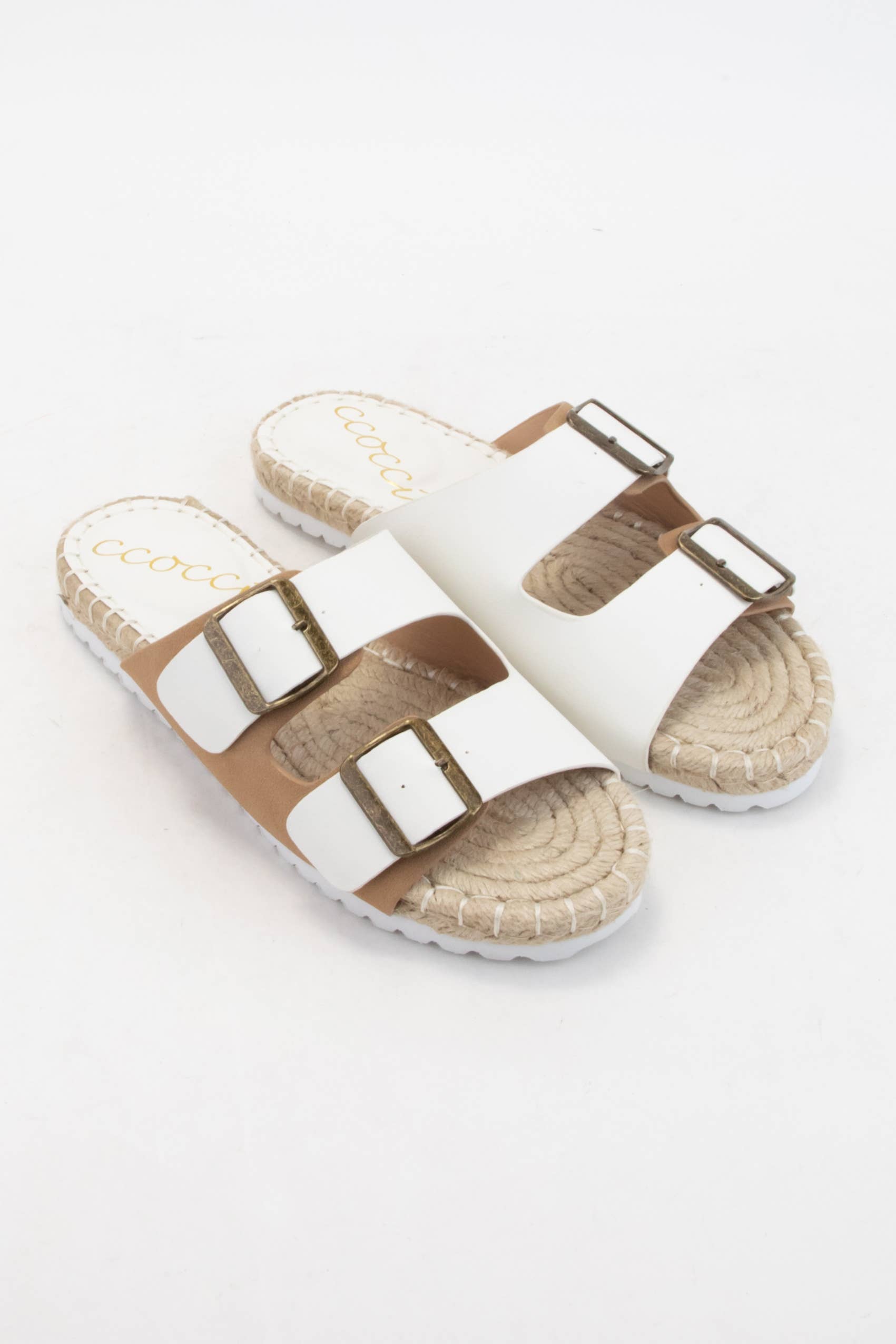 DAYTON Double Strap Espadrille Sandals Color Block Footbed S
