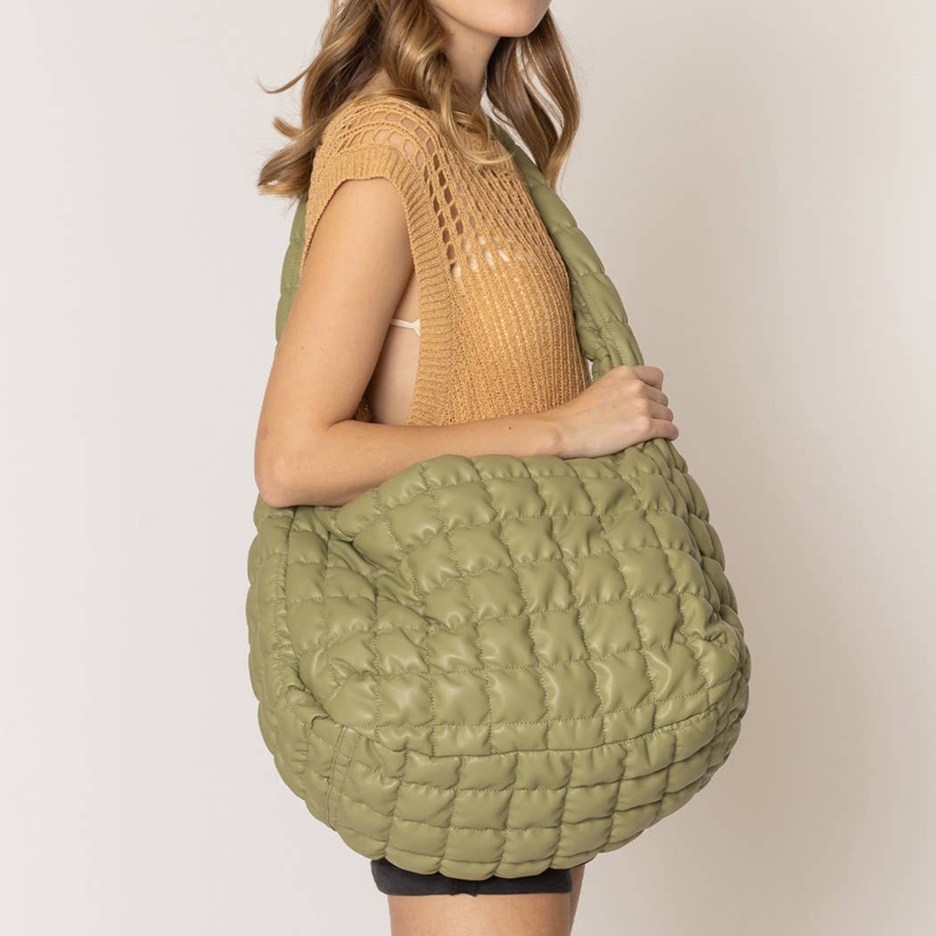 Stylish Quilted Puffer Lightweight Large Handbag