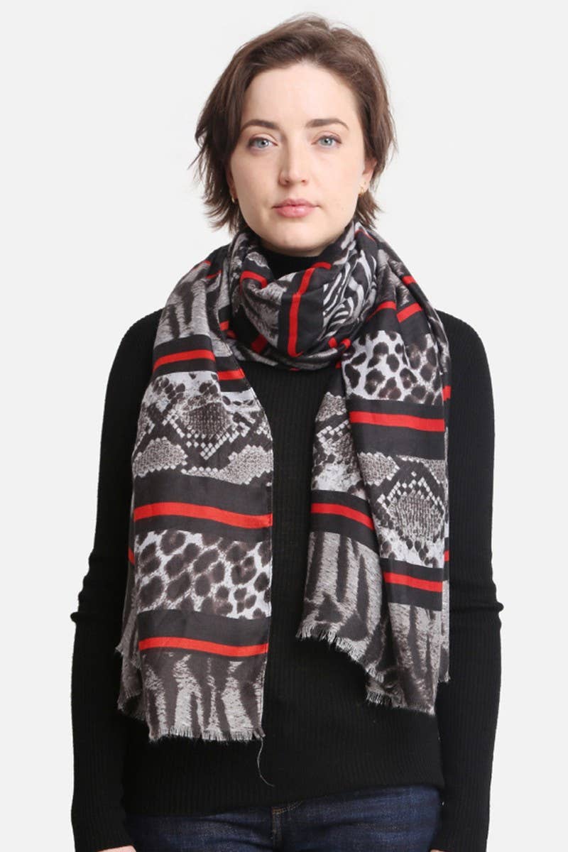 Women's Mixed Animal Print Oblong Scarf