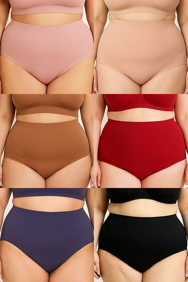 Plus Size Laser Cut Seamless Panty - 6 Color-90079-PTY-6-C01