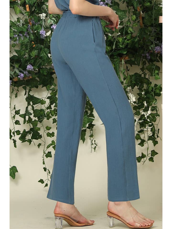 BANDED SMOCKING LONG PANTS