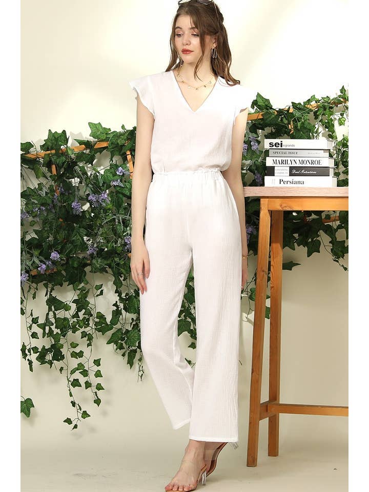 BANDED SMOCKING LONG PANTS
