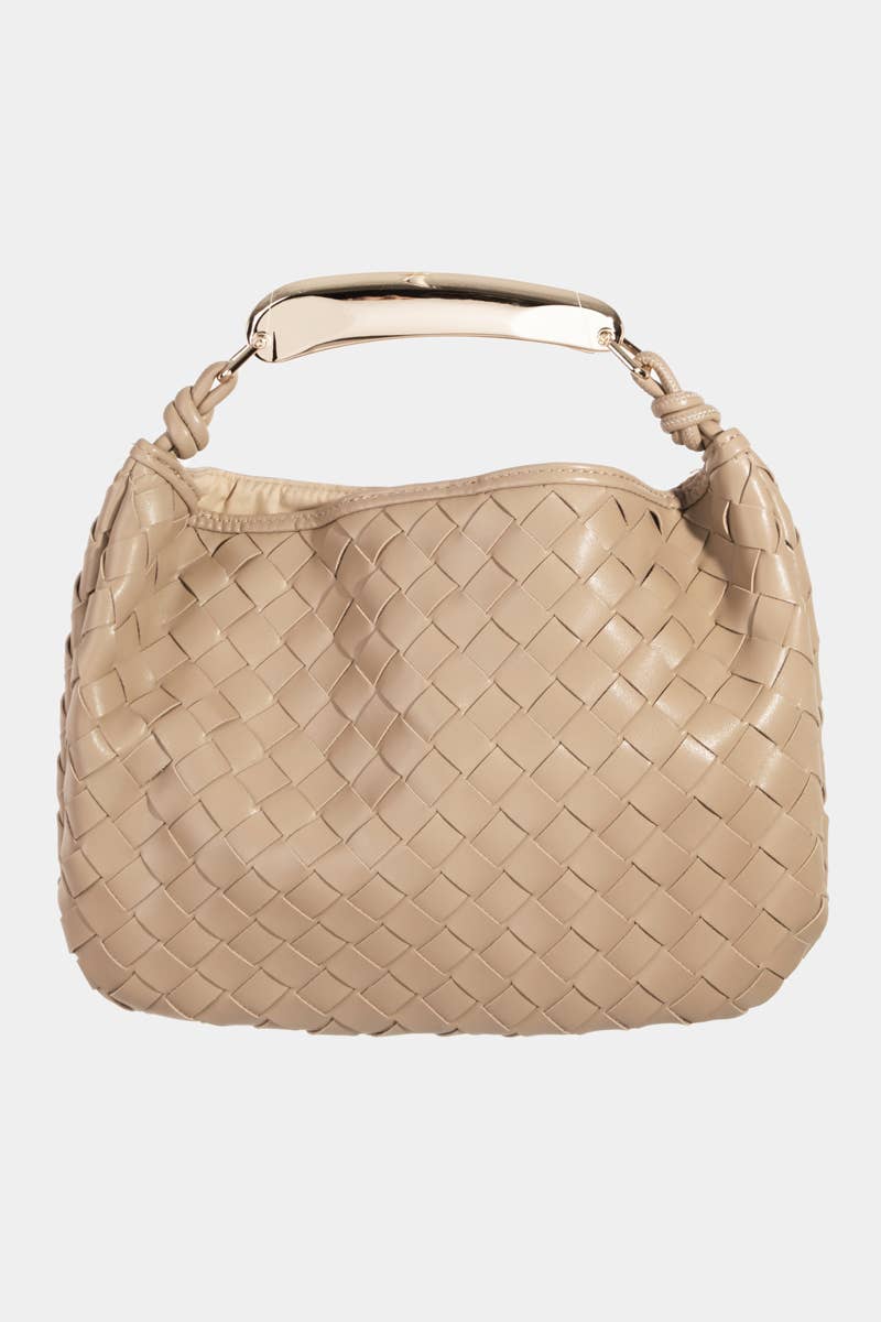 Faux Leather Basket Weave Handbag