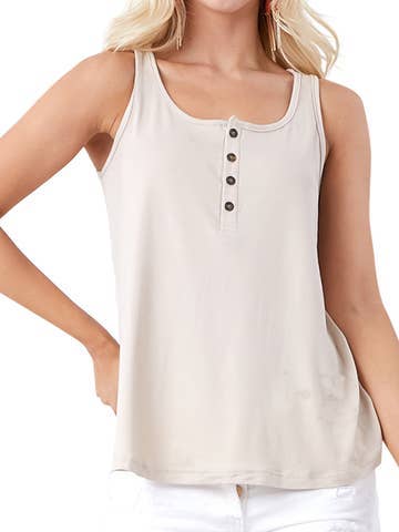 BASIC LOOSE FIT TANK TOP WITH BUTTON