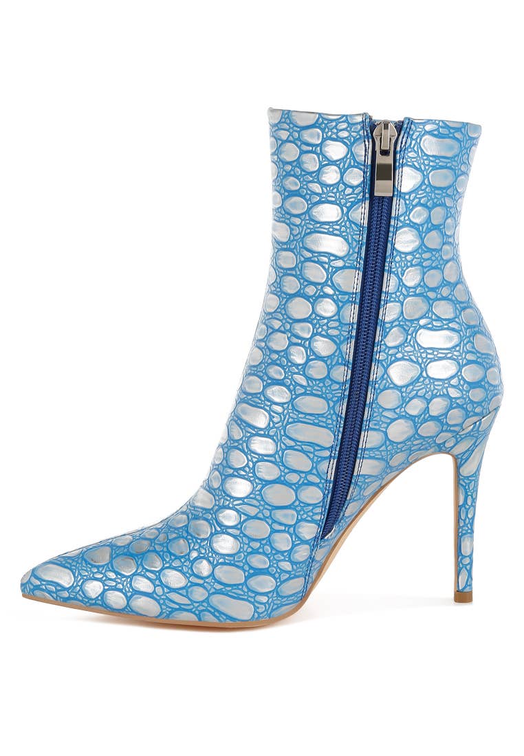 Moolah Embossed Stiletto Heel Ankle Boots (Copy)