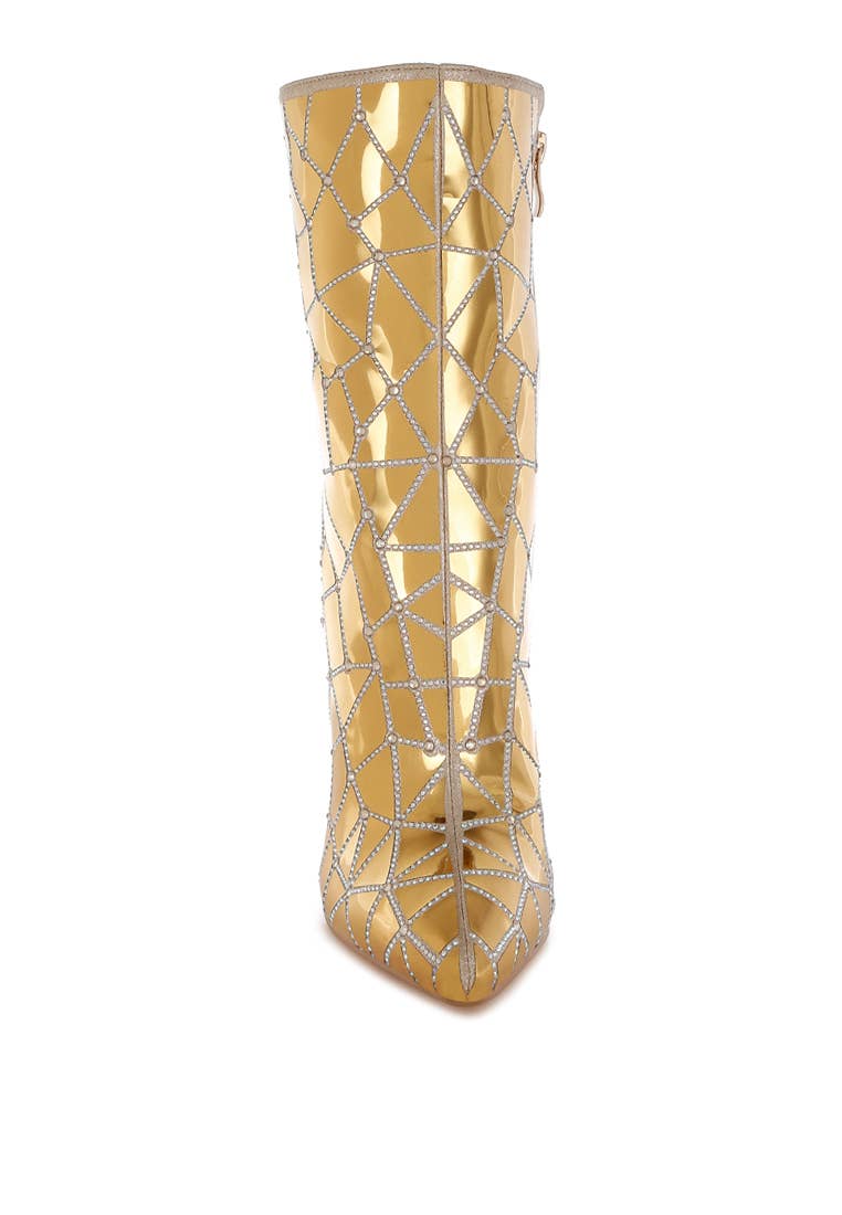 Echostage Rhinestones Embellished Metallic Boots (Copy)