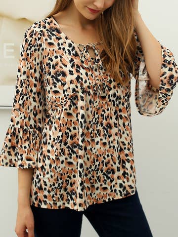 3/4 SLEEVE WITH NECK STRING DETAILED TOP