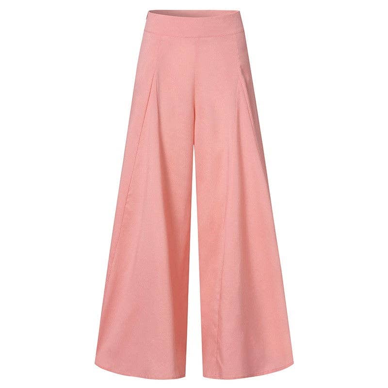 Fashion Wide Leg High Waist Pants In Solid Color