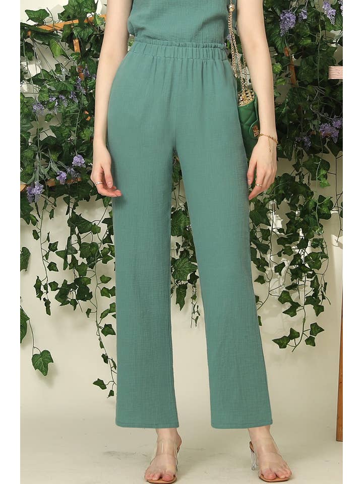 BANDED SMOCKING LONG PANTS
