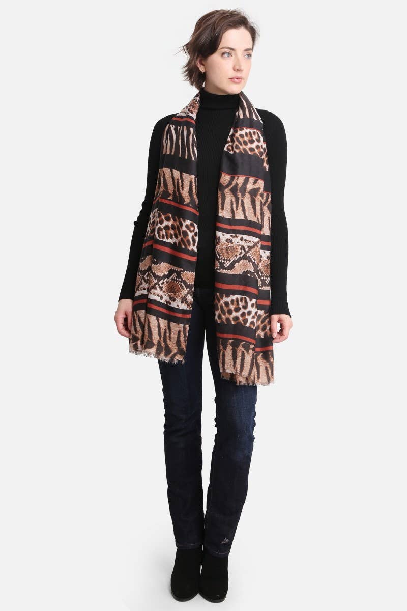 Women's Mixed Animal Print Oblong Scarf