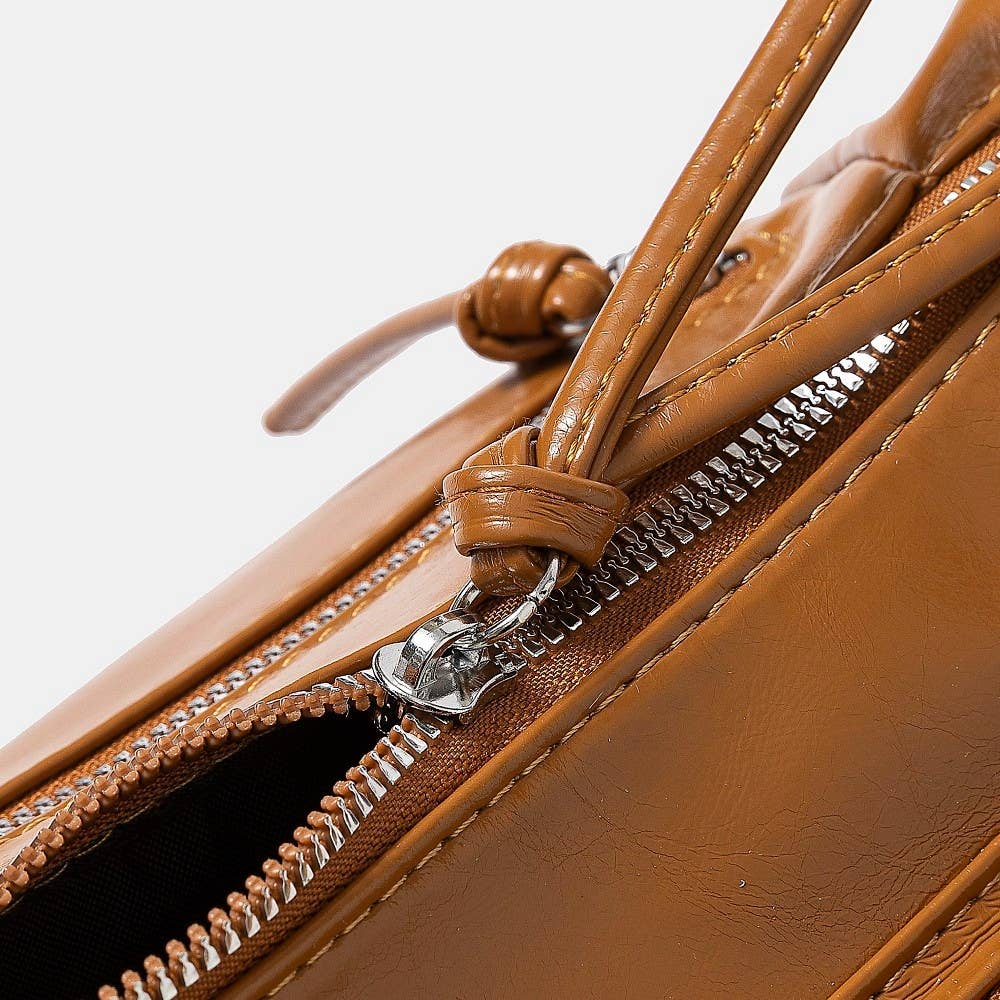 Glossy Leather Multi Pocket Hand Bag