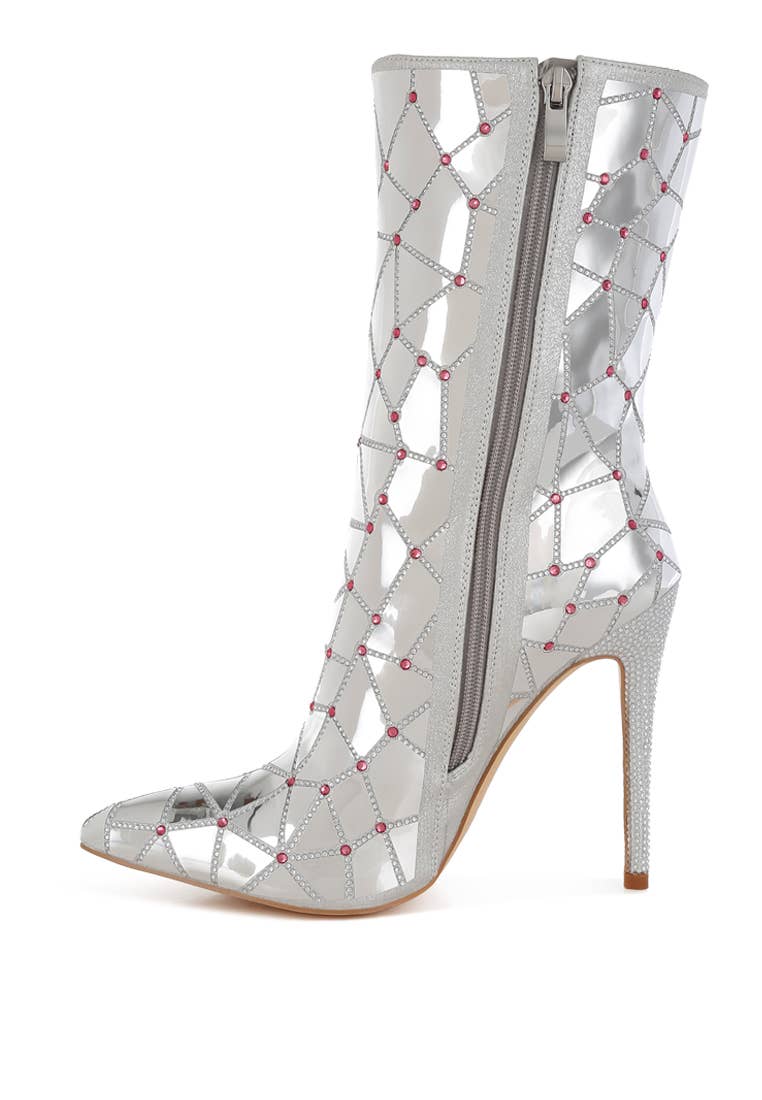 Echostage Rhinestones Embellished Metallic Boots (Copy)