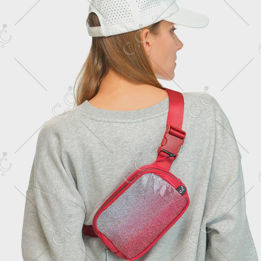 Ombre Rhinestone Fanny Pack Belt Bag
