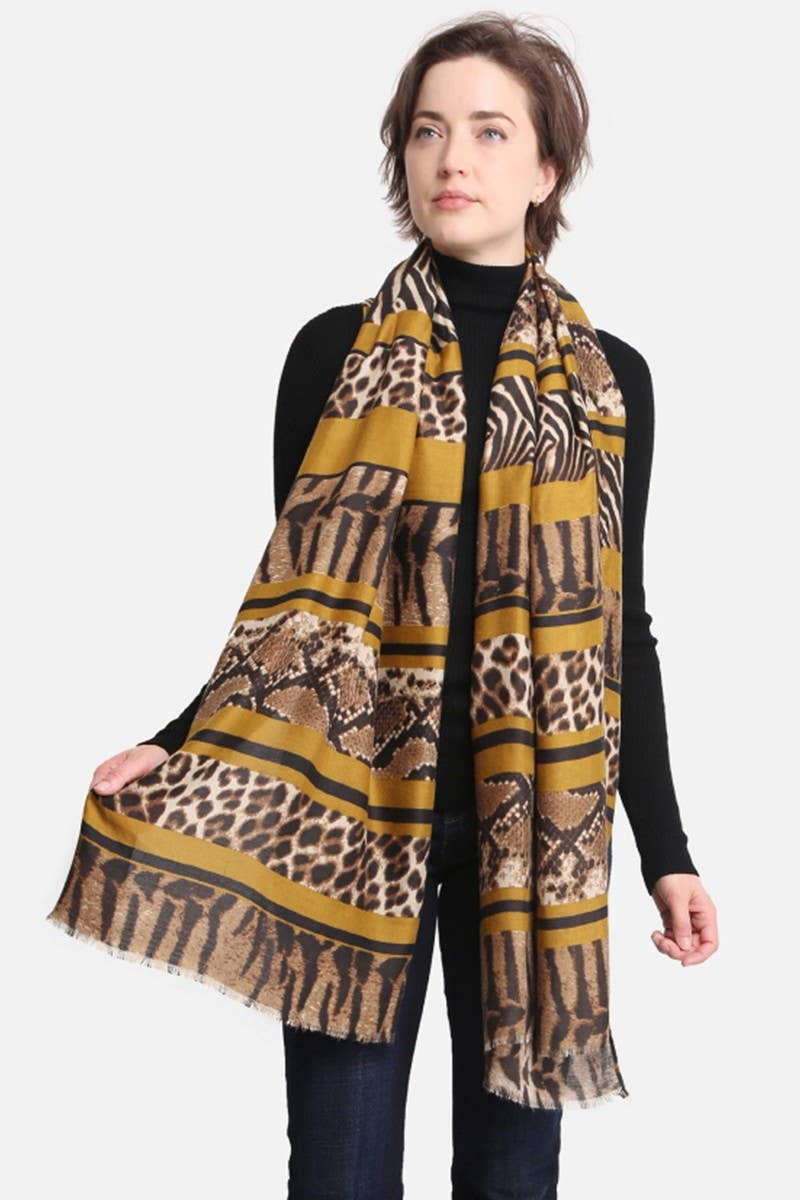 Women's Mixed Animal Print Oblong Scarf