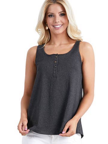 BASIC LOOSE FIT TANK TOP WITH BUTTON