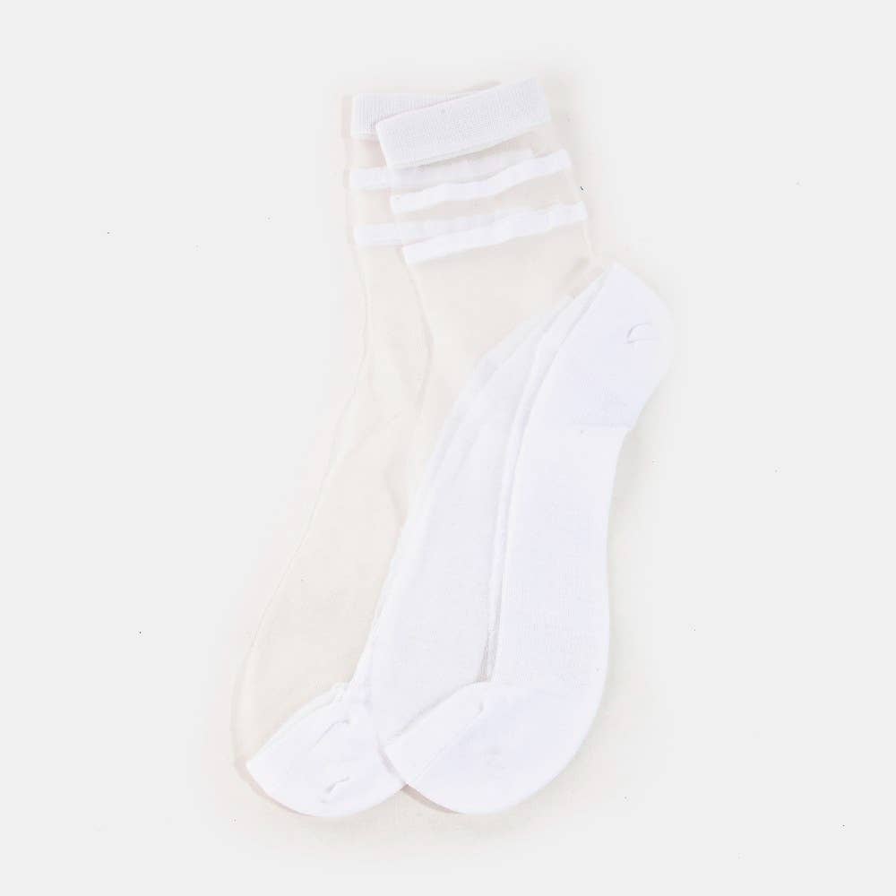 Triple Striped Sheer Ankle Socks