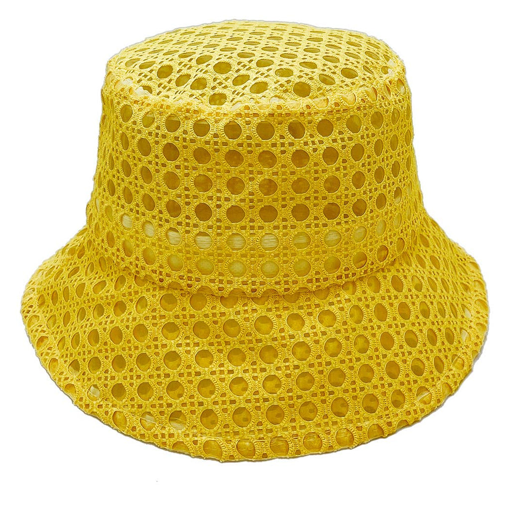 Solid Mesh Eyelet Bucket Hat