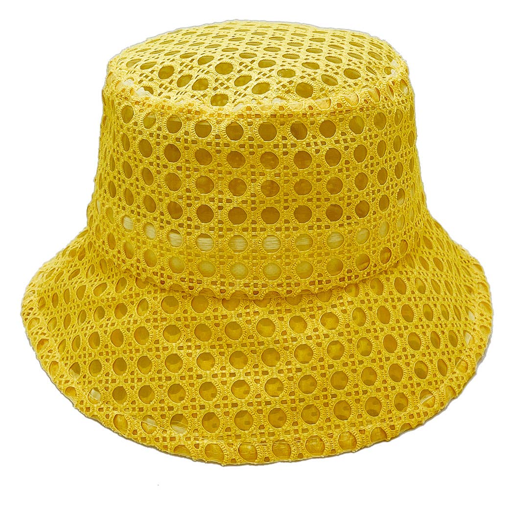 Solid Mesh Eyelet Bucket Hat