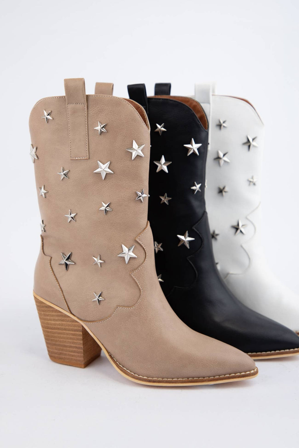 STAR STUD EMBELLISHED WESTERN BOOTS