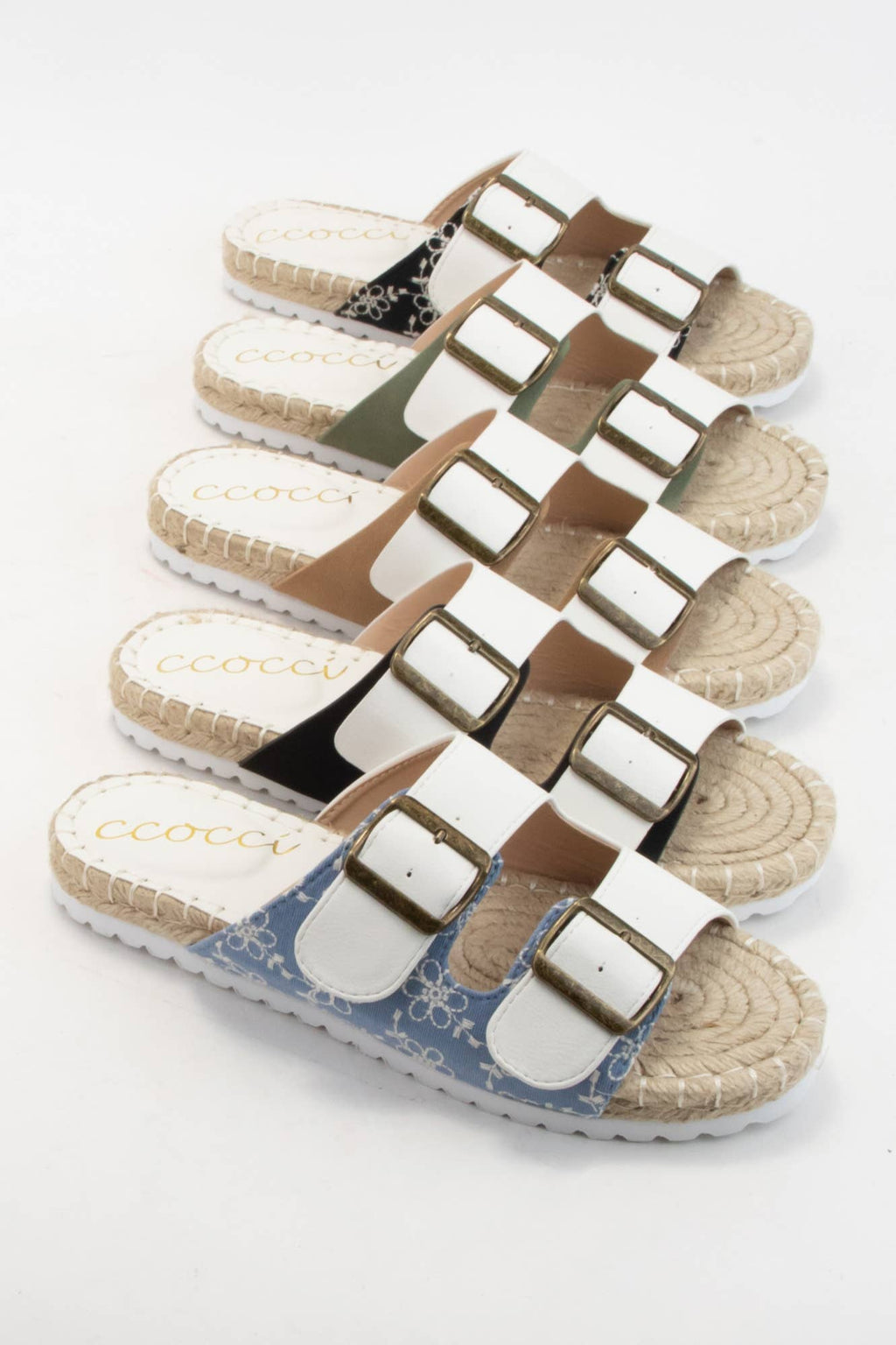 DAYTON Double Strap Espadrille Sandals Color Block Footbed S