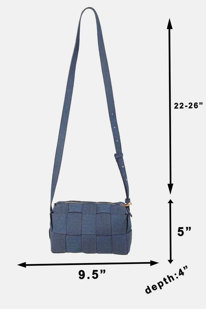 Faux Leather Woven Shoulder Bag