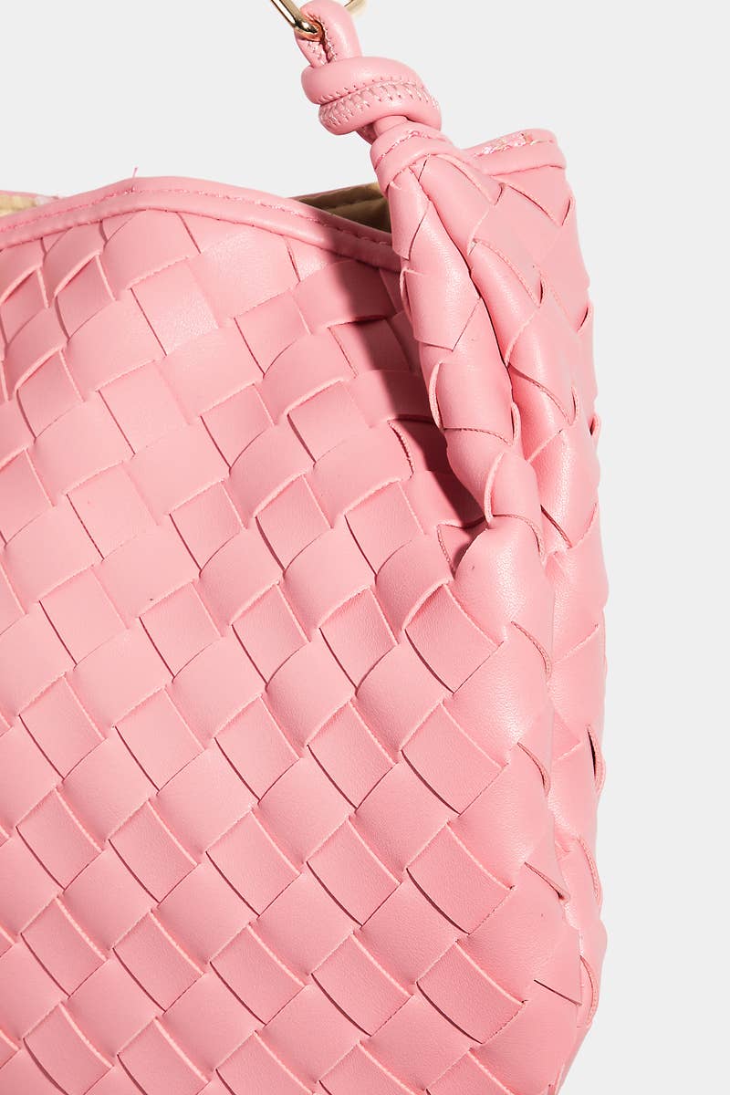 Faux Leather Basket Weave Handbag