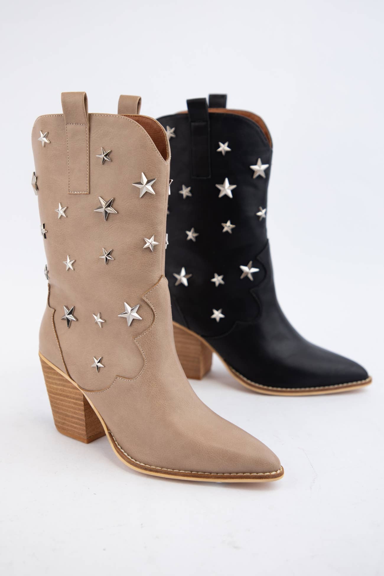 STAR STUD EMBELLISHED WESTERN BOOTS