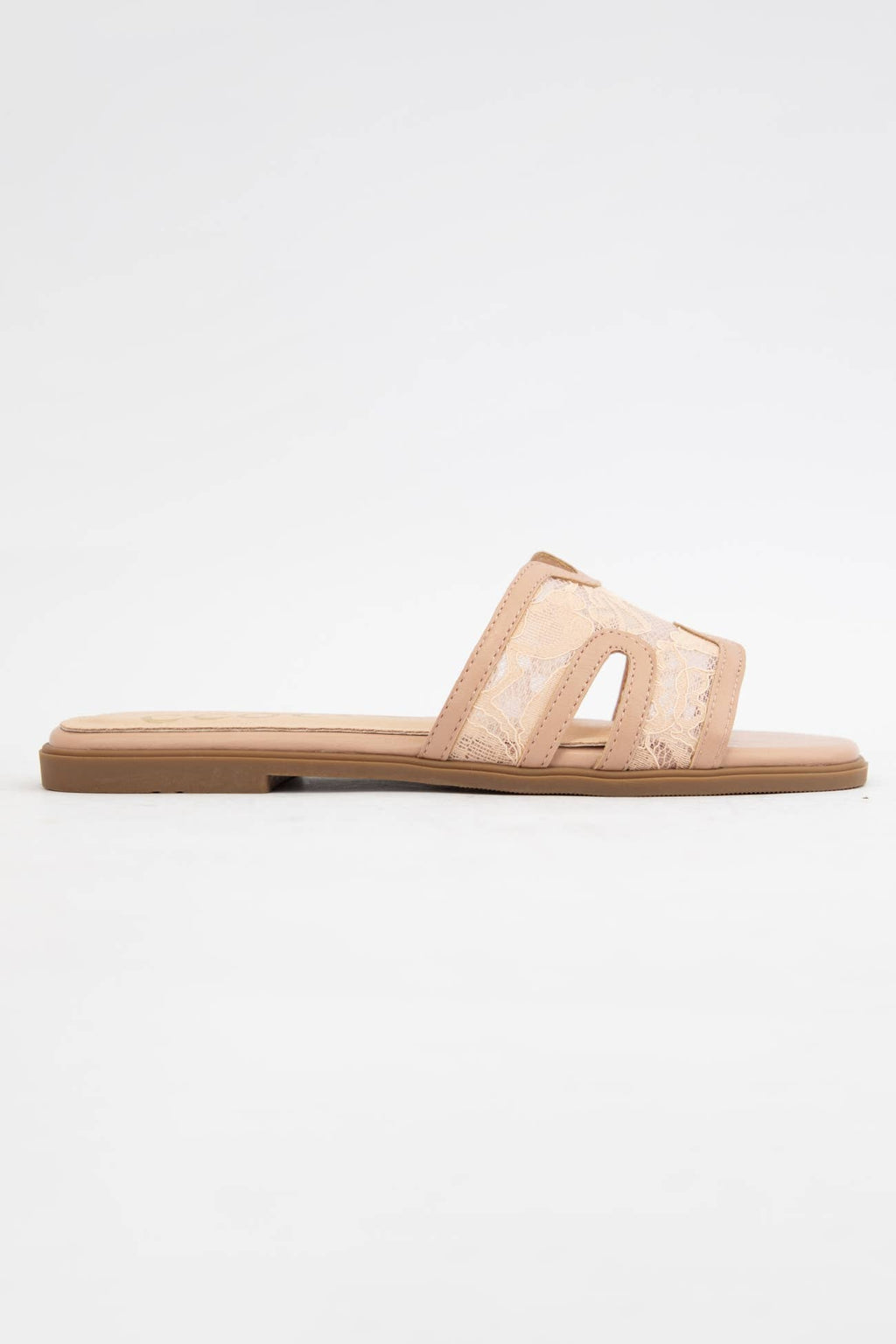 BRITNEY Lace Mesh Sandals  H-Cutout Square Toe Slides