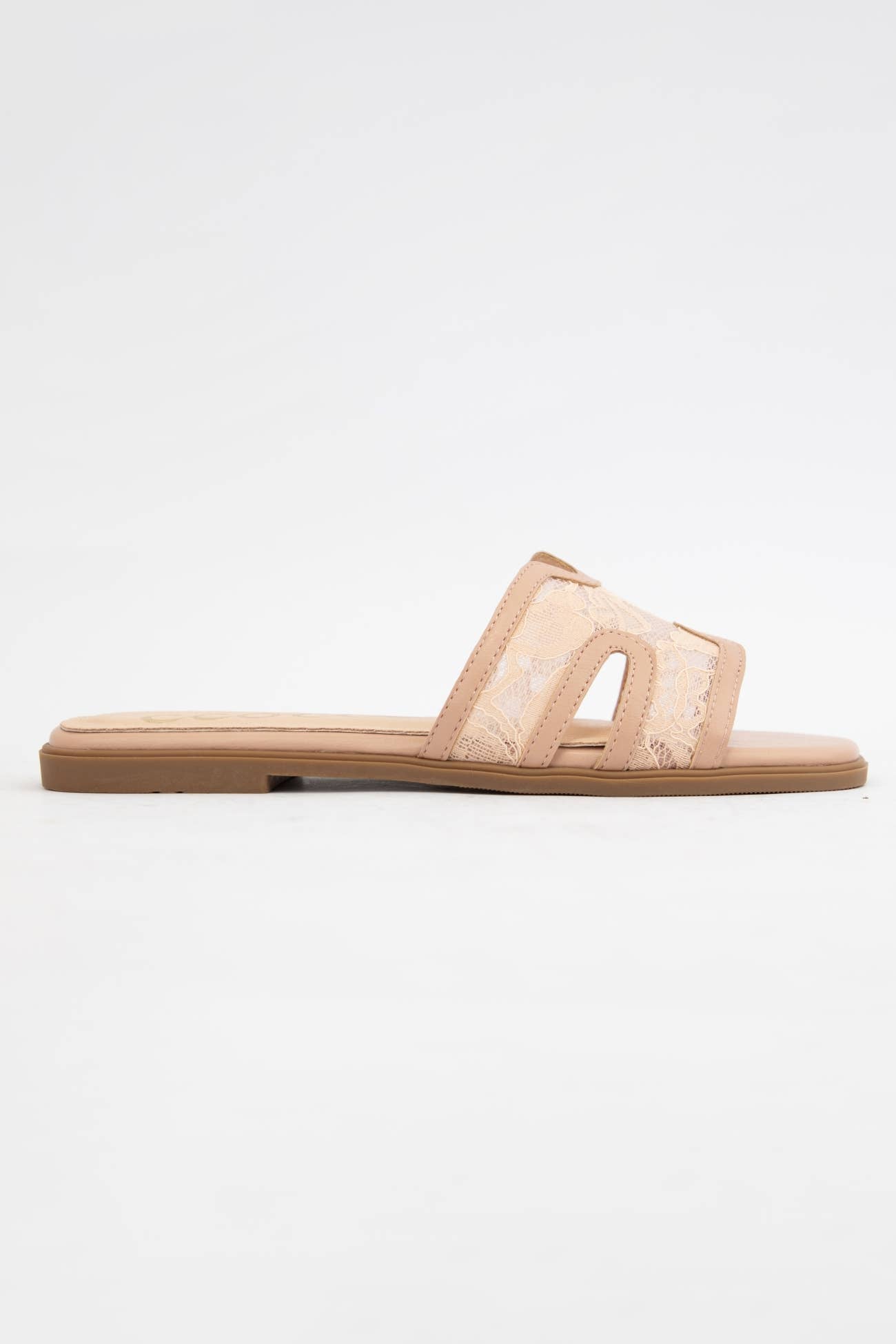 BRITNEY Lace Mesh Sandals  H-Cutout Square Toe Slides