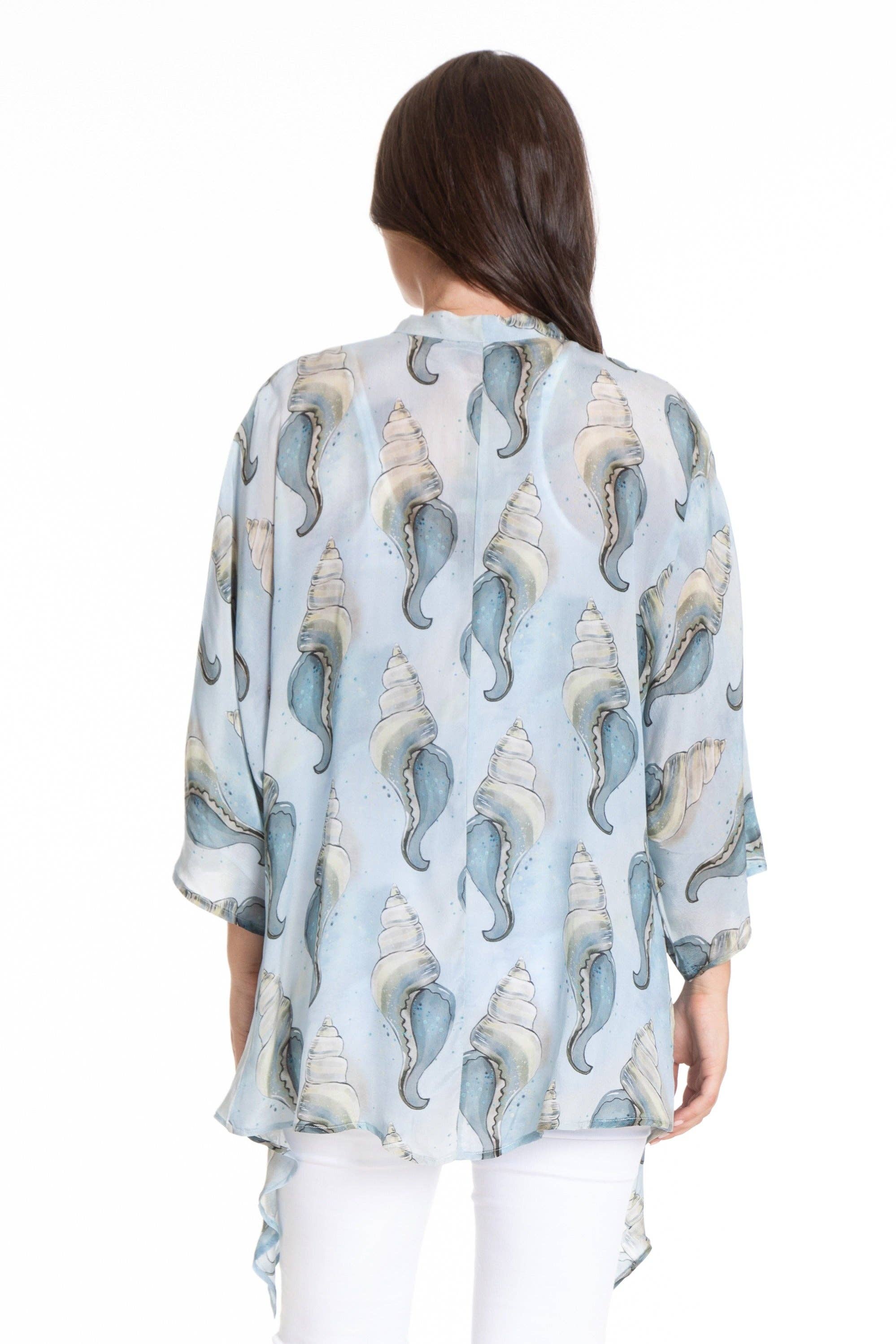 Urban Seashells Print - Handkerchief Kimono
