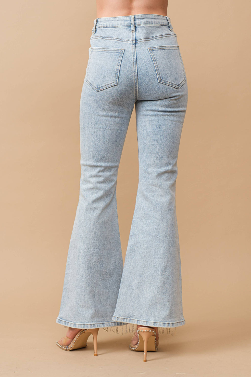 80018P - Cotton Stretch Studded Rhinestone Fringe Jeans