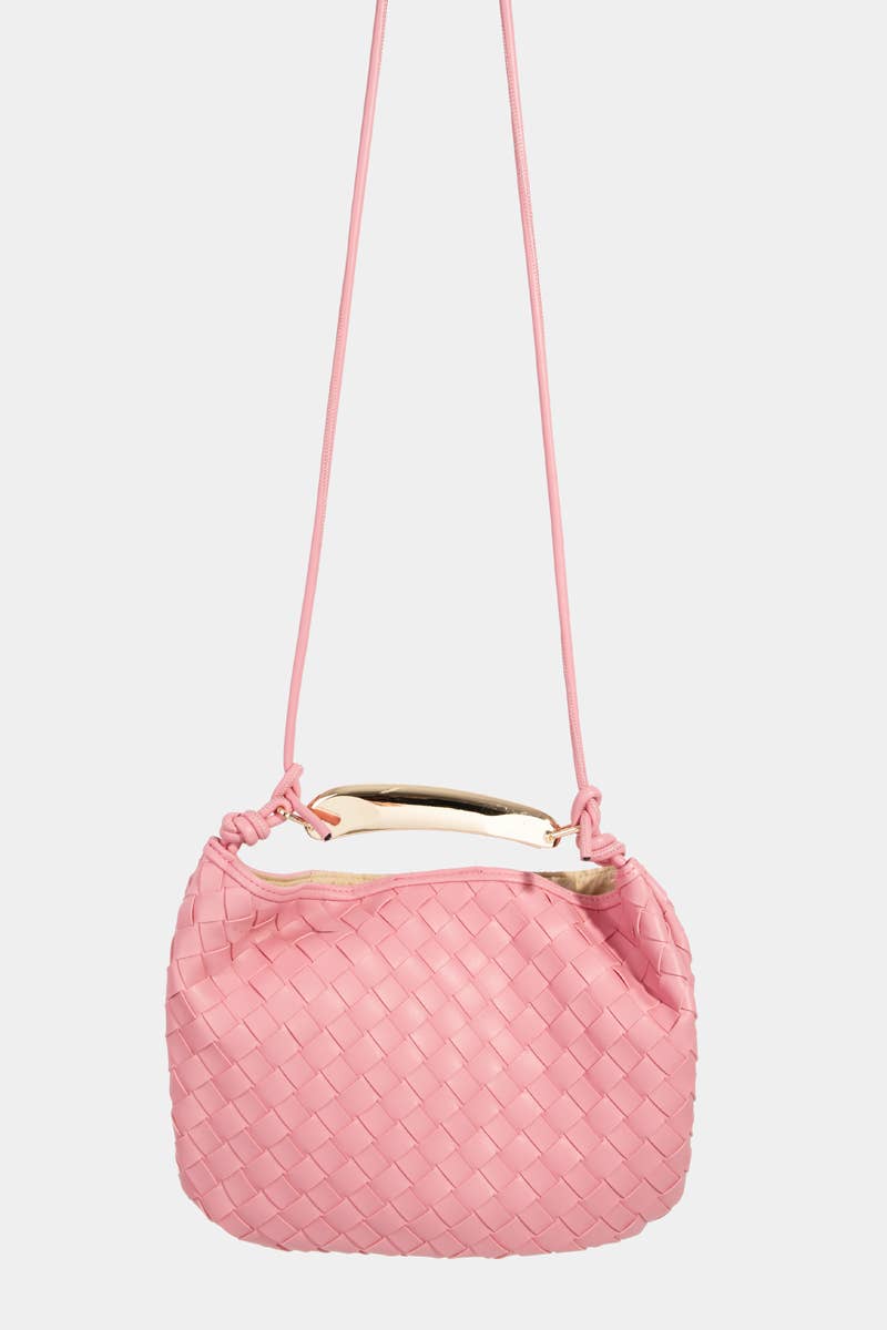 Faux Leather Basket Weave Handbag