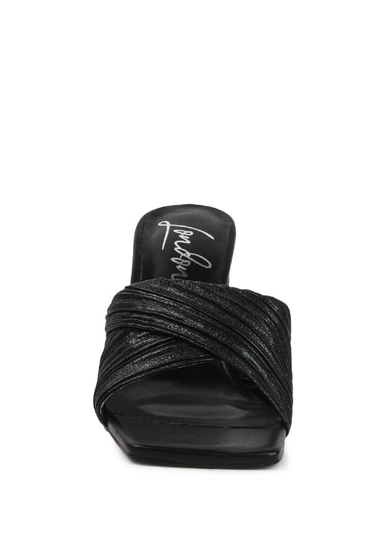 Salty You Crinkled High Heeled Block Sandals