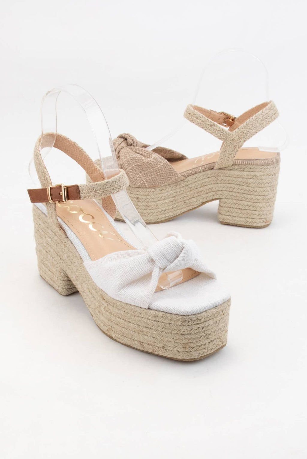PALMER Bow Knot Platform Espadrille Sandals Ankle Strap Wedg