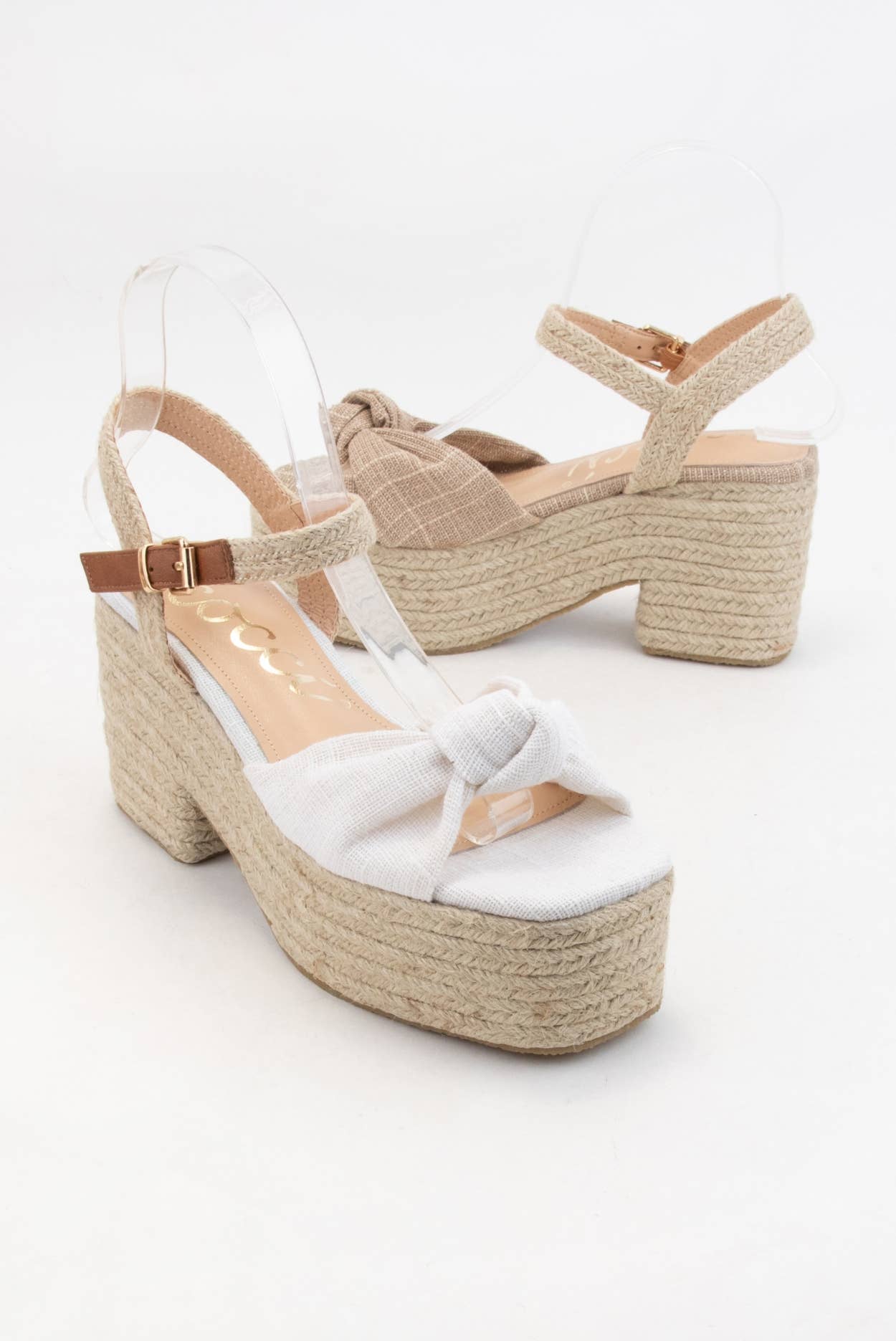 PALMER Bow Knot Platform Espadrille Sandals Ankle Strap Wedg