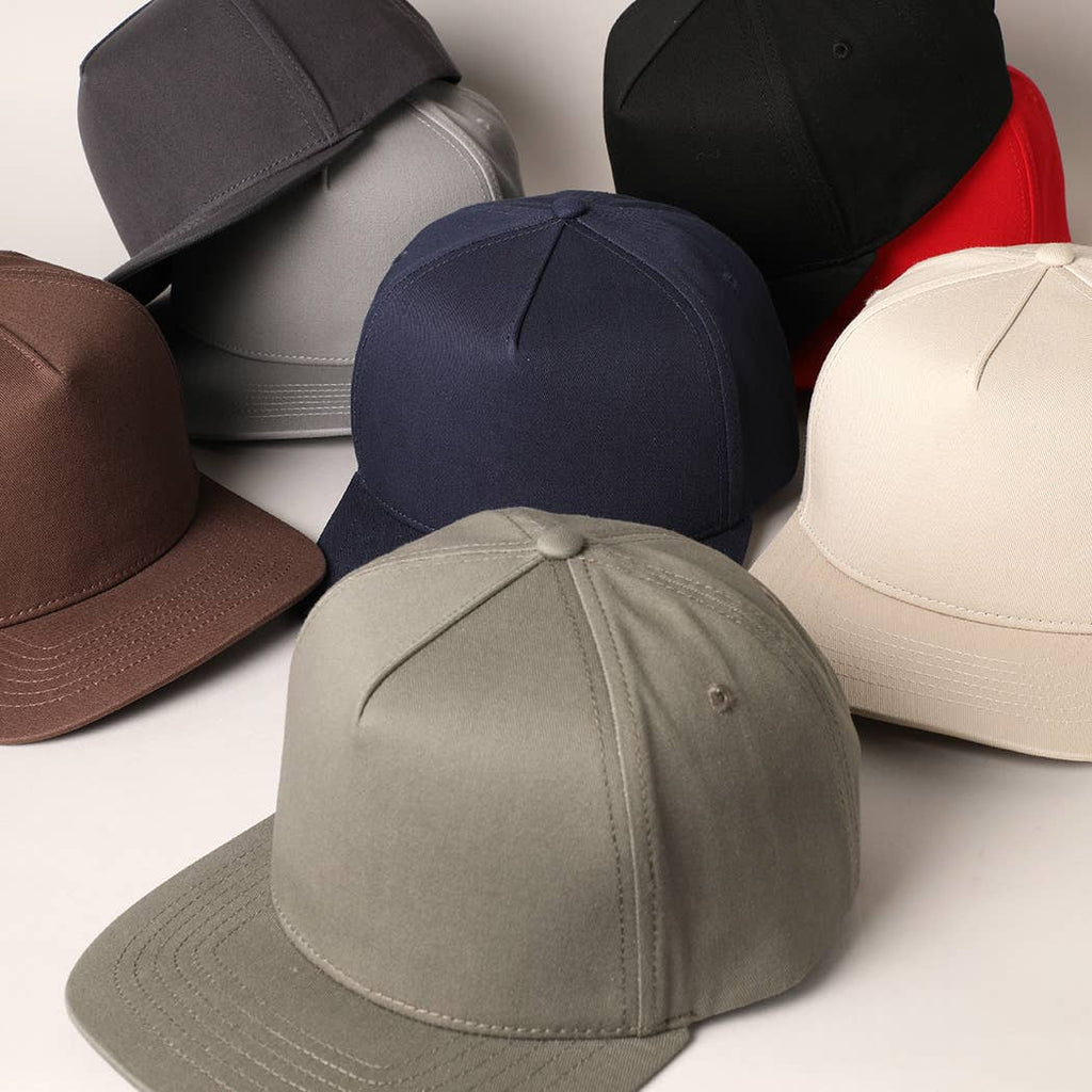 Solid Colored Cotton 5 Panel Baseball Cap