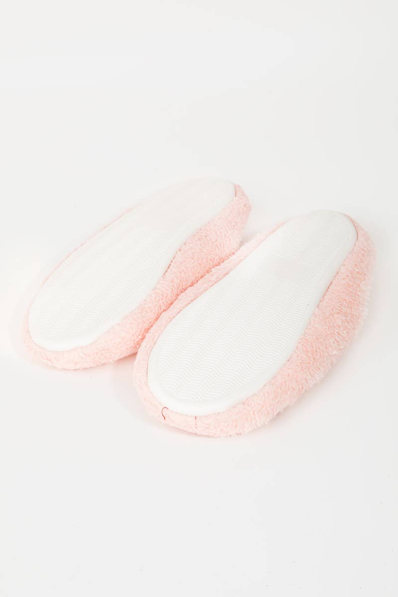 Love Heart Print Faux Fur Slippers