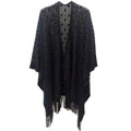 Solid Color Crochet Ruana with Fringes