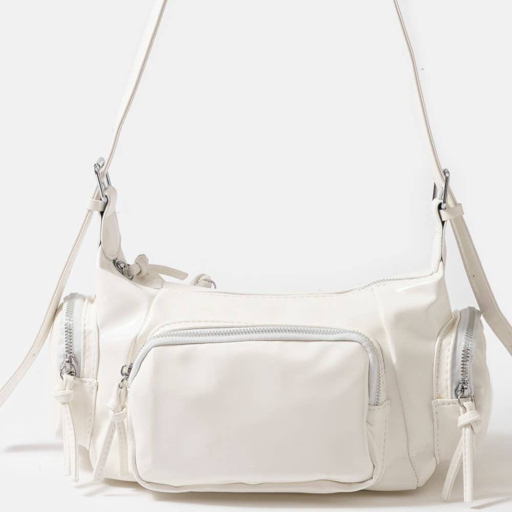 Glossy Leather Multi Pocket Hand Bag