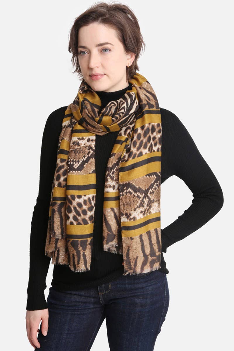Women's Mixed Animal Print Oblong Scarf
