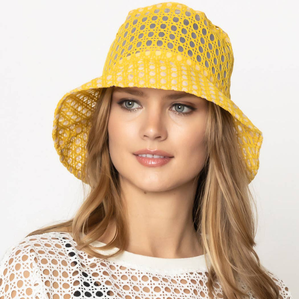 Solid Mesh Eyelet Bucket Hat